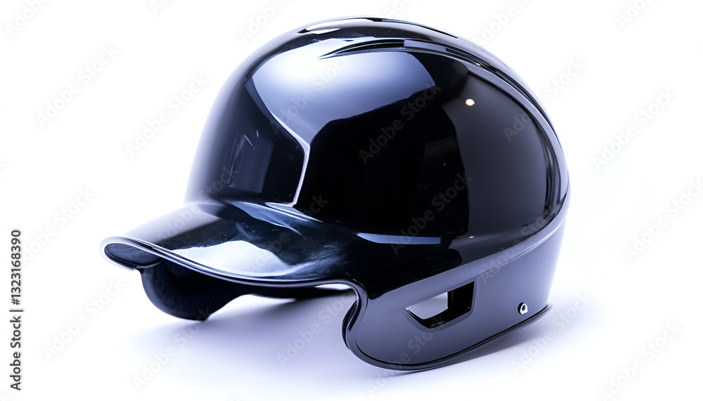 Fototapeta premium One black baseball helmet on a white background