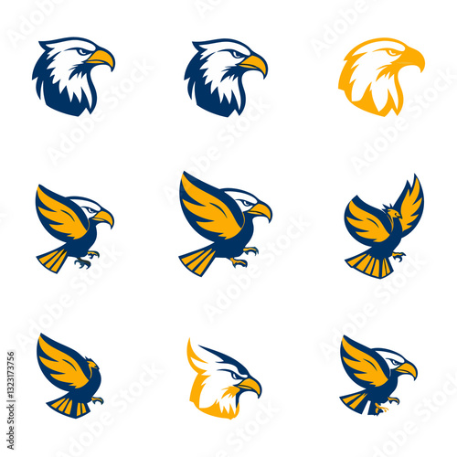 set of colorful abstract eagle logo set