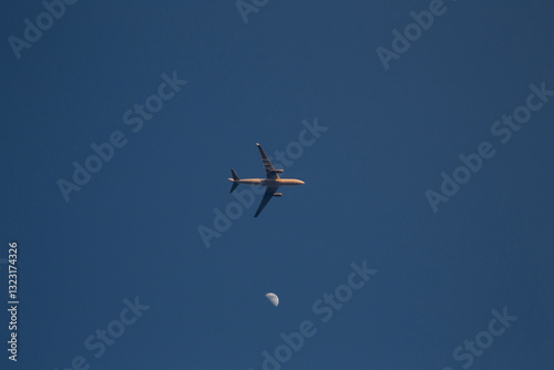 airplane and moon