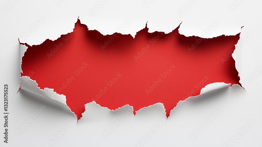 Torn hole in sheet of paper. Concept background poster. Empty space. Realistic template for graphic design. AI artwork. Torn hole in sheet of paper. Concept background poster. Empty space. Realistic template for graphic design. AI artwork.