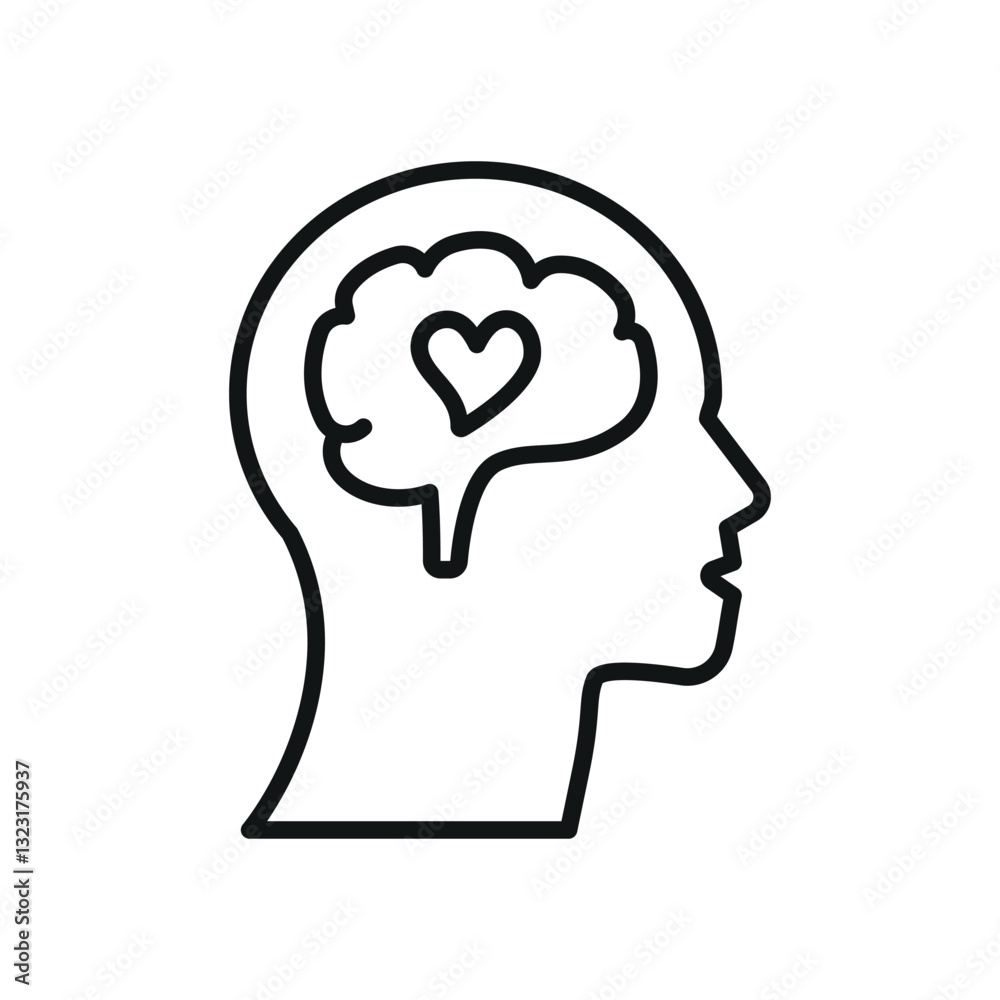 Brain with heart World Health Day icon represents the balance of mental and emotional well-being, perfect for health awareness designs, wellness campaigns, and medical illustrations. Brain with heart World Health Day icon represents the balance of mental and emotional well-being, perfect for health awareness designs, wellness campaigns, and medical illustrations.
