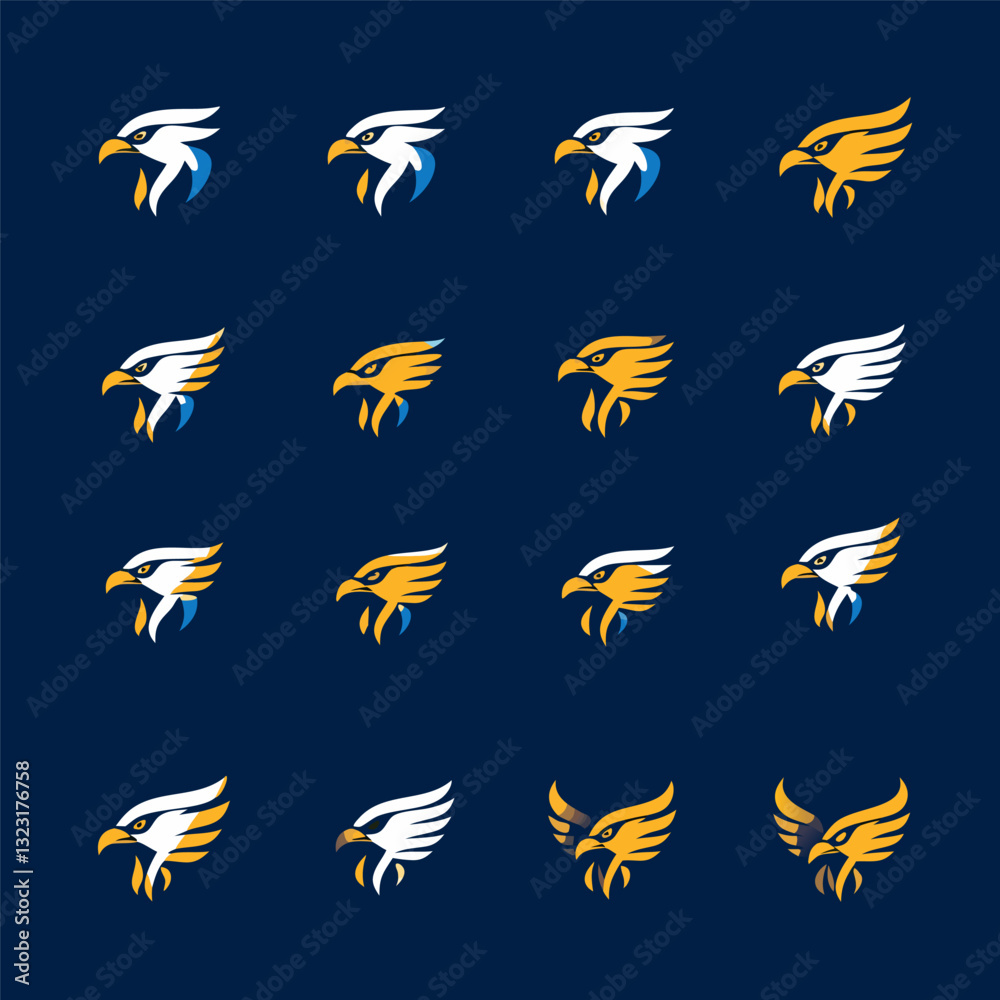 set of colorful abstract eagle logo set set of colorful abstract eagle logo set