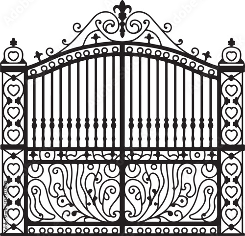 silhouette wrought iron gate vector