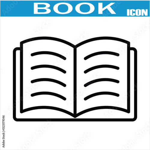 Book line icon. Open brochure, dictionary, learning, encyclopedia education, information reference vector illustration. Outline signs for library. Editable Stroke.   booklet and flyer icons. EPS 10.