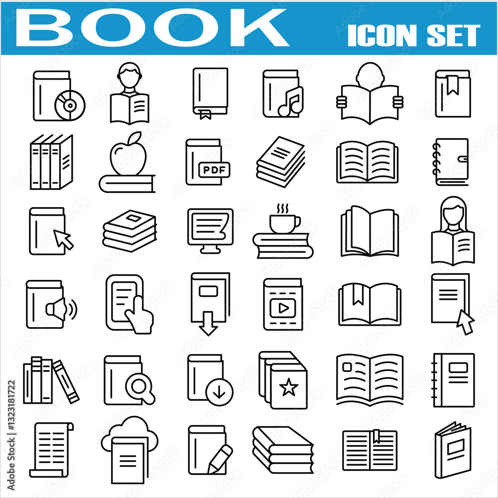Book line icon Set. dictionary, learning, encyclopedia education, information reference vector illustration. Outline signs for library. Editable Stroke. booklet and flyer icons. EPS 10. Book line icon Set. dictionary, learning, encyclopedia education, information reference vector illustration. Outline signs for library. Editable Stroke. booklet and flyer icons. EPS 10.