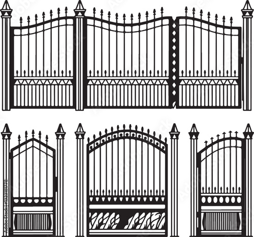 Iron gate set of  vector