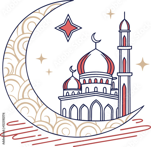 Ramadan Kareem Crescent & Mosque Art