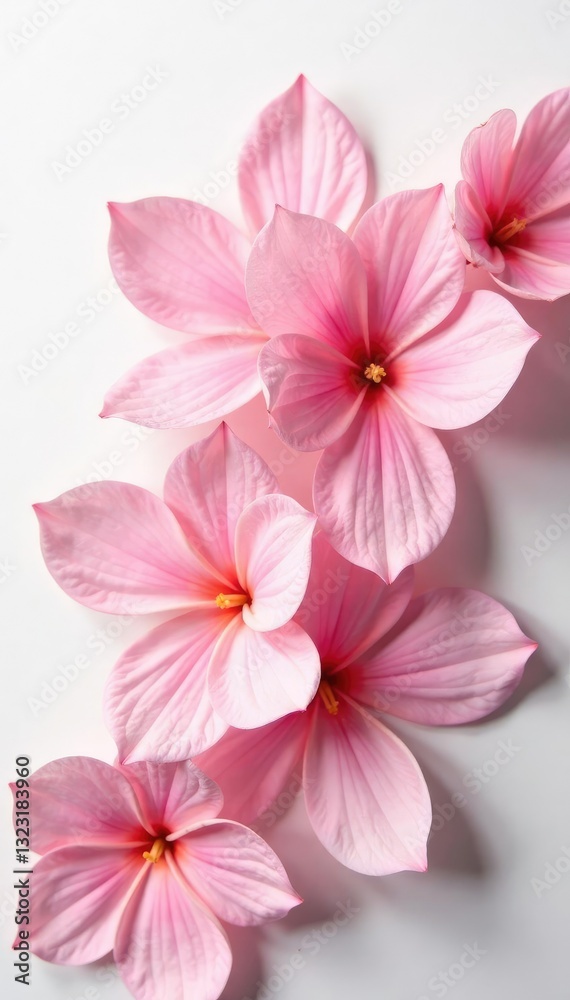 Delicate flower petals unfolding on white background, purity, bloom, flowers Delicate flower petals unfolding on white background, purity, bloom, flowers