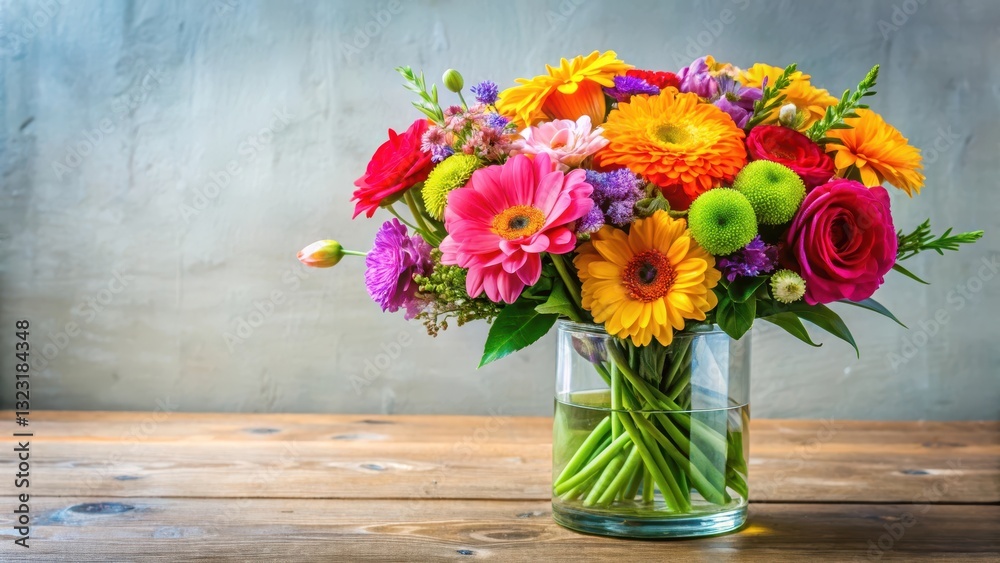 custom made wallpaper toronto digitalVibrant floral arrangement , bright colors, clear glass vase