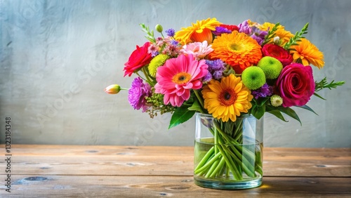 Wallpaper Mural Vibrant floral arrangement , bright colors, clear glass vase Torontodigital.ca