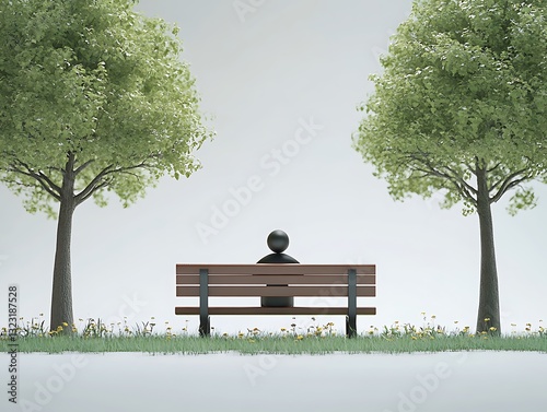 Solitude and reflection a figure on bench in serene outdoor setting