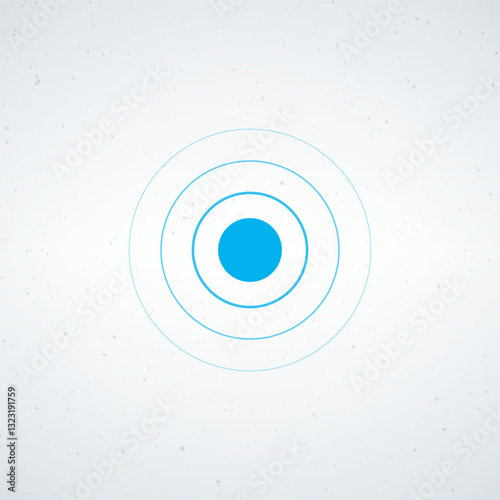 Concentric epicenter circles. Seismic Earthquake alert radar. Radial signal, sonar wave, soundwave rings. touch effect or pulse. Stock vector illustration isolated on white background.