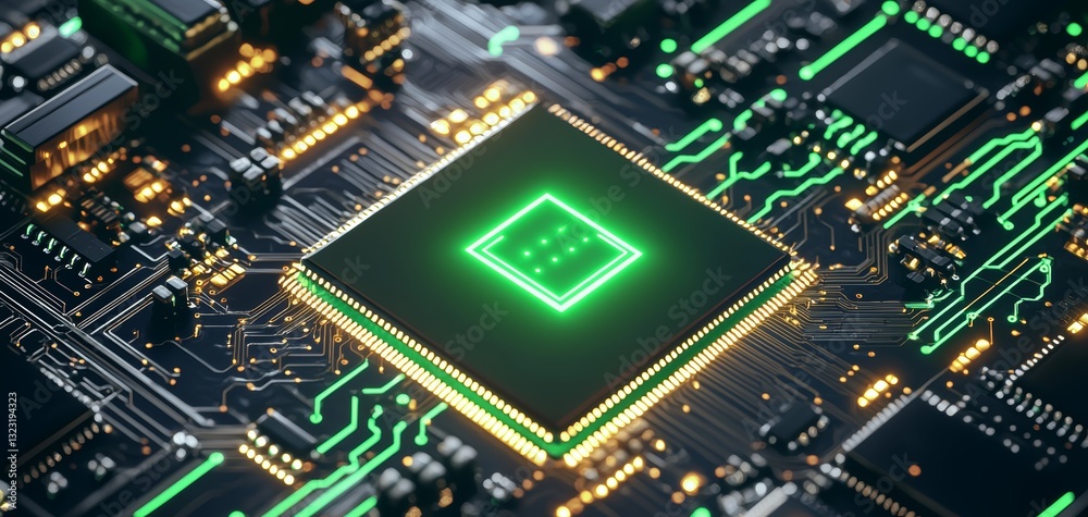 A futuristic eSIM microchip glowing in neon green, embedded on a high-tech circuit board, symbolizing advanced digital connectivity A futuristic eSIM microchip glowing in neon green, embedded on a high-tech circuit board, symbolizing advanced digital connectivity