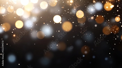 Golden bokeh lights, dark background, celebration, festive