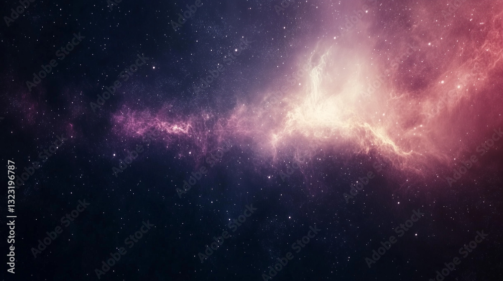 Fototapeta premium Distant blazar radiating intense light, surrounded by cosmic dust, a mysterious early universe phenomenon.