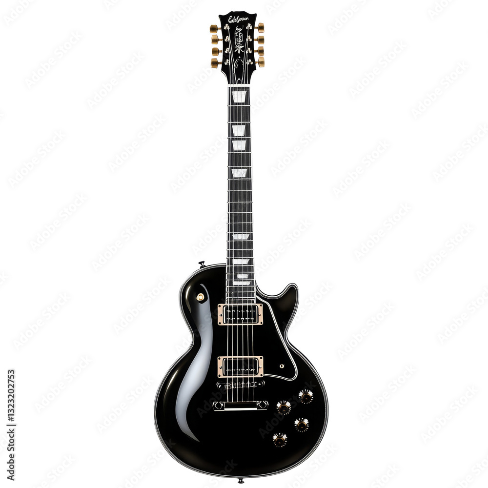 Fototapeta premium A sleek black electric guitar designed for performance and style.