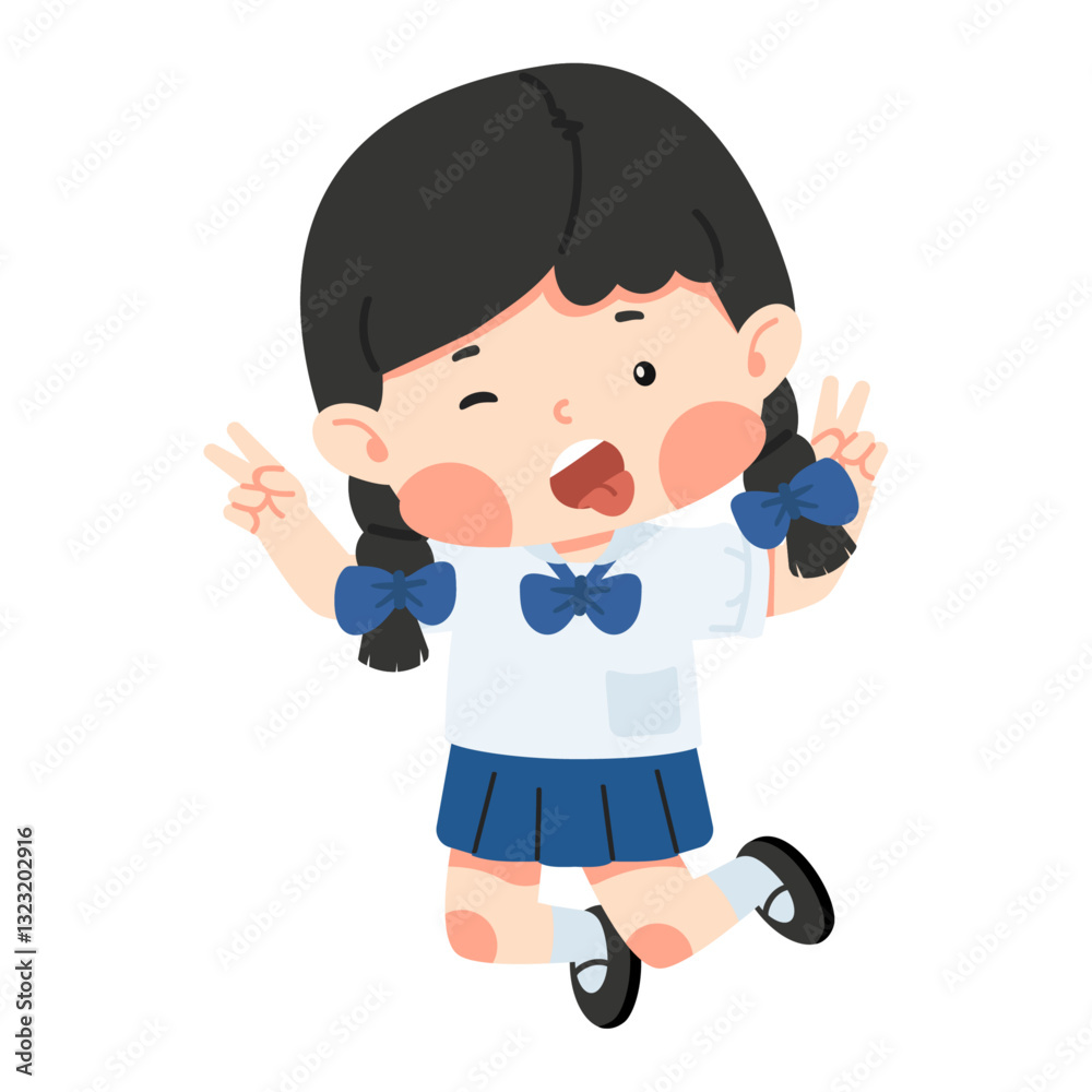Girl is jumping and making a funny face Girl is jumping and making a funny face
