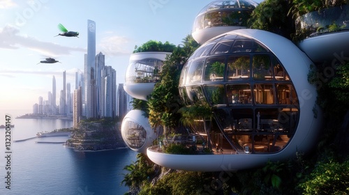 Wallpaper Mural A conceptual illustration of a Mars colony using advanced green energy solutions for self-sustainability Torontodigital.ca