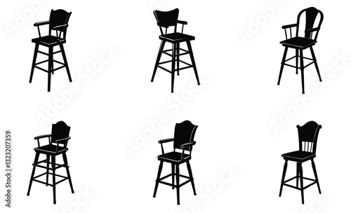 High Chair silhouette vector