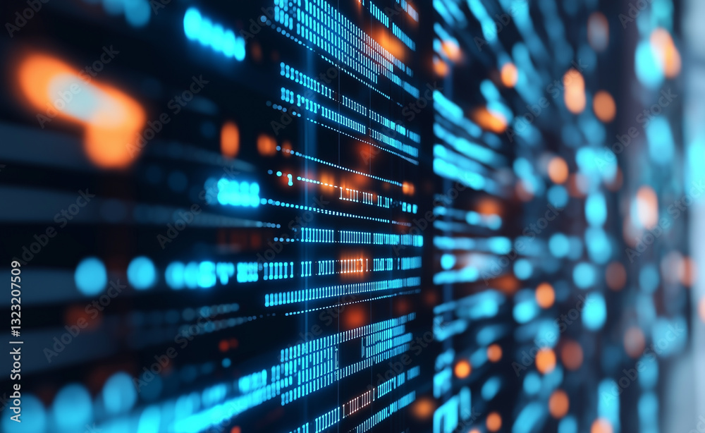 Digital abstract data streams in motion, with glowing blue and orange lines speeding through a dark background. Digital abstract data streams in motion, with glowing blue and orange lines speeding through a dark background.