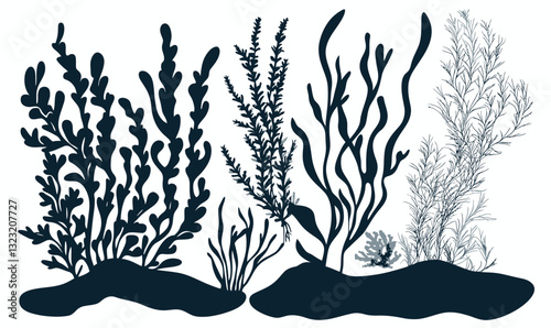Aquarium Seaweed Silhouette Minimalist Vector Design for Aquatic Decor and Graphics