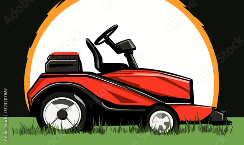 Modern Zero Turn Lawn Mower Vector Illustration for Efficient Lawn Care