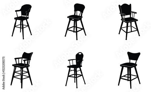 High Chair silhouette vector