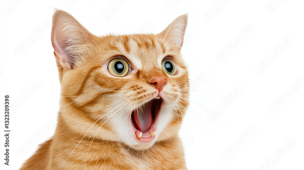 A surprised orange cat with wide eyes, expressing curiosity and surprise in a close-up shot with a neutral background. A surprised orange cat with wide eyes, expressing curiosity and surprise in a close-up shot with a neutral background.
