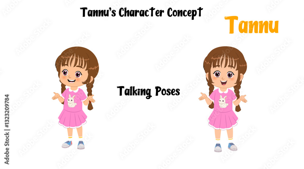 Little kid talking vector cartoon character illustration | Cute girl talking cartoon