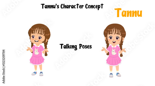 Little kid talking vector cartoon character illustration | Cute girl talking cartoon