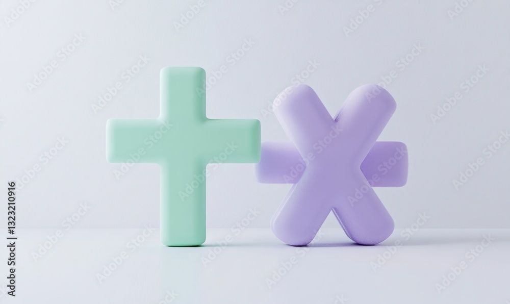 Obraz premium Pastel plus and multiply symbols.