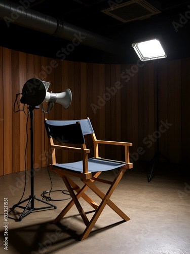 Director's workplace Chair,  Megaphone and searchlight