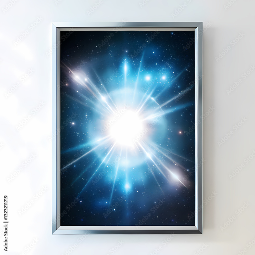 Obraz premium Blue Sky with Stars Framed in a Portrait Style, Perfect for Night Sky Art