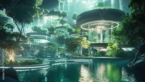 Digital world concept immerses viewers in virtual life spaces.