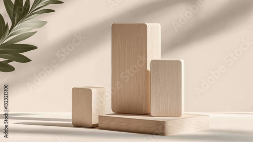 Wallpaper Mural Simple wooden block placed on a table representing minimalist aesthetics and natural material beauty Torontodigital.ca