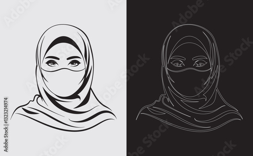 Elegant Veiled Beauty A Fusion of Strength and Grace in Monochrome