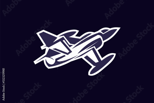 American cold war fighter plane vector illustration. simple aircraft logo, military equipment.