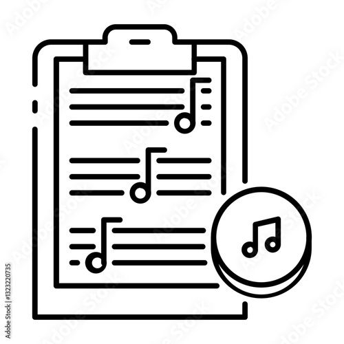 This Music Sheet icon is suitable for Audio, Music, etc