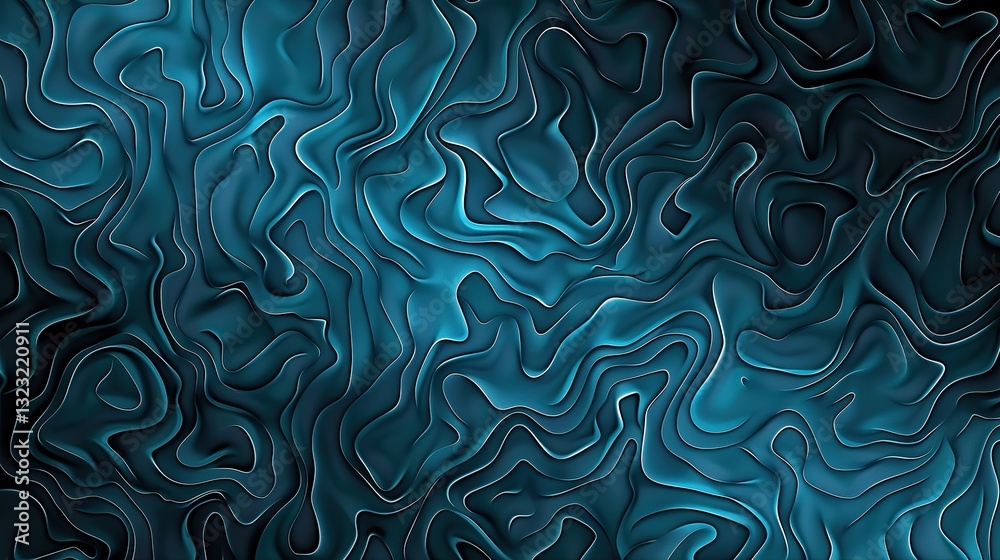 Captivating abstract wave pattern displayed on a dark blue background, featuring a subtle light neon metallic shine that adds a touch of modernity and allure. The intricate wave design creates a dynam Captivating abstract wave pattern displayed on a dark blue background, featuring a subtle light neon metallic shine that adds a touch of modernity and allure. The intricate wave design creates a dynam