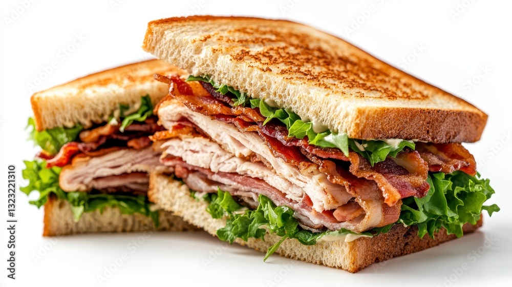 Perfectly Stacked Turkey Club Sandwich with Layers of Fresh Ingredients Perfectly Stacked Turkey Club Sandwich with Layers of Fresh Ingredients