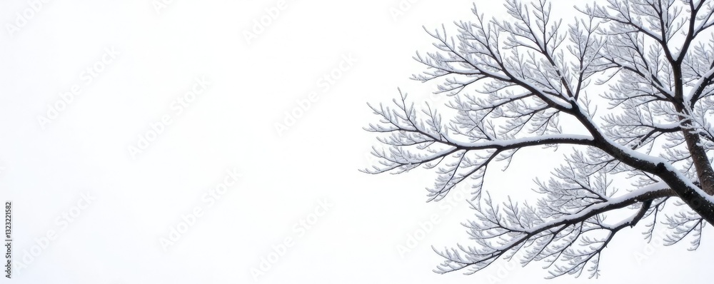 Isolated tree branches on a snowy white background, isolated, winter Isolated tree branches on a snowy white background, isolated, winter