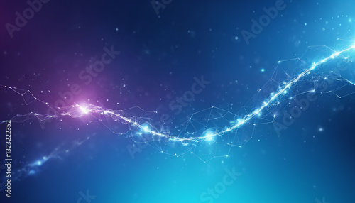 Abstract technology power and energy flow concept background, minimalist design with glow light and bokeh, generative AI.
