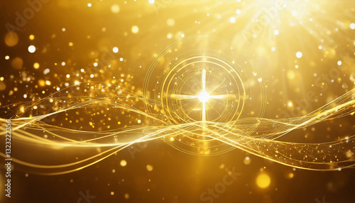 Abstract technology power and energy flow concept background, minimalist design with glow light and bokeh, generative AI.