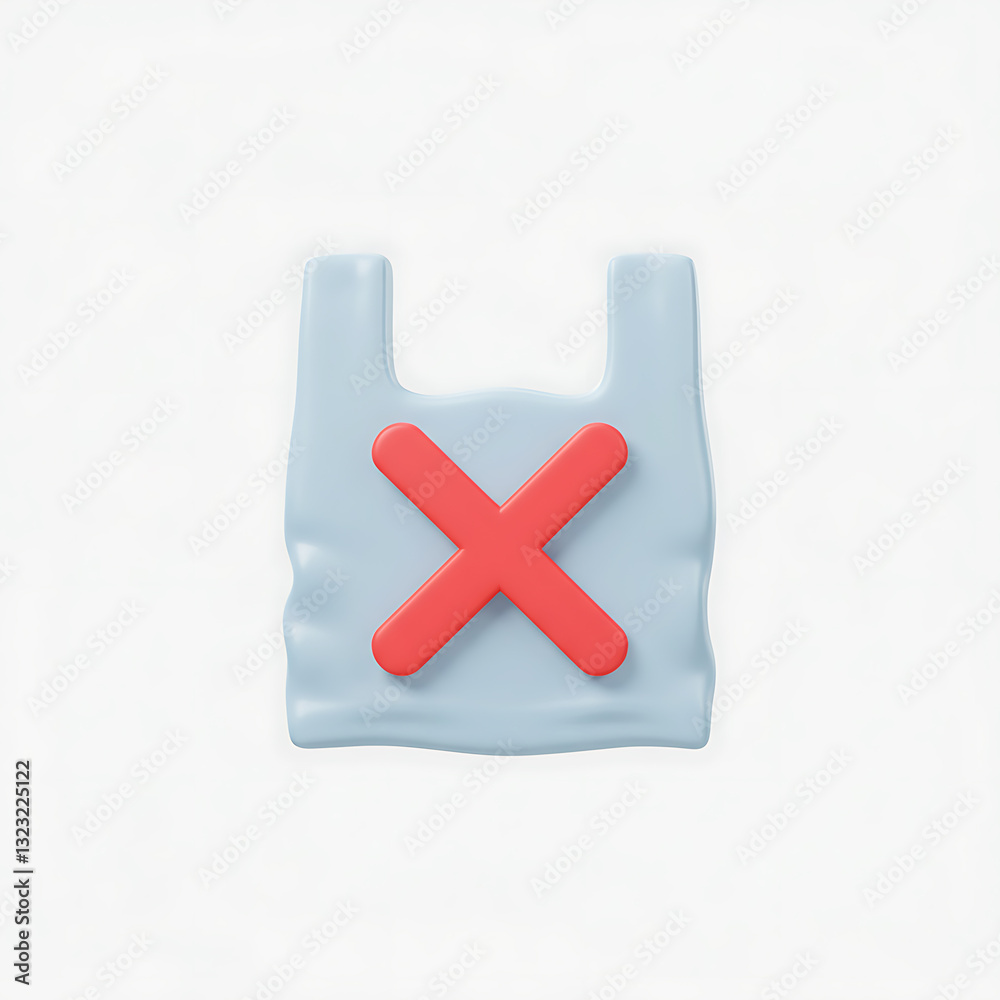 Obraz premium Say No to Plastic Bags Environmental Campaign 3D Render Image