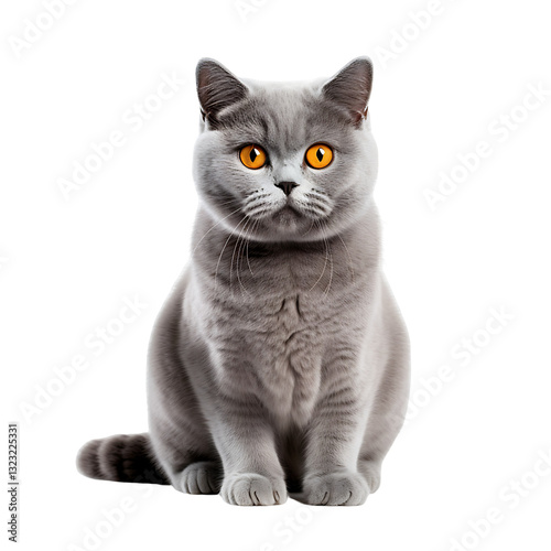 Gray British Shorthair Isolated on transparent background