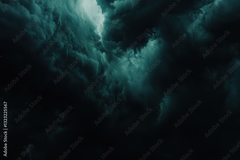 Fototapeta premium Dark sky with heavy clouds converging and a violent storm before the rain
