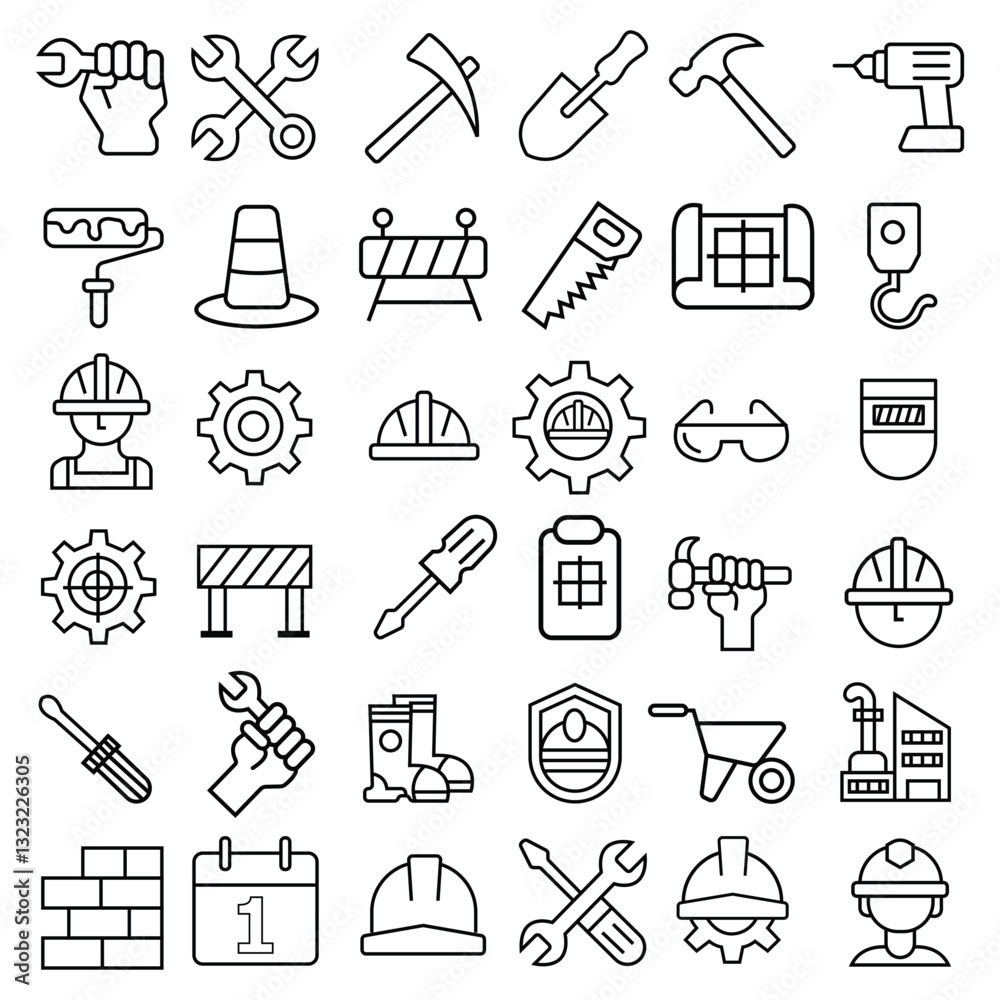 Fototapeta premium Collection of Labor Day themed illustrations and icons, labor day all elements icon set