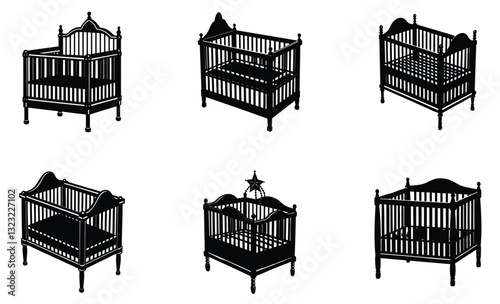 Crib silhouette vector