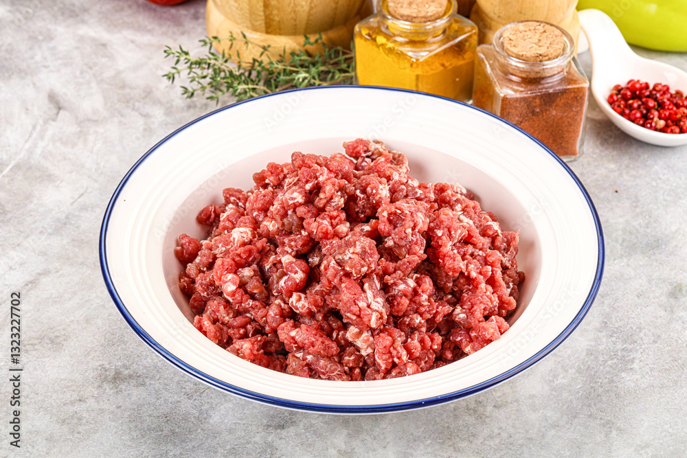 Raw beef minced meat for cooking Raw beef minced meat for cooking