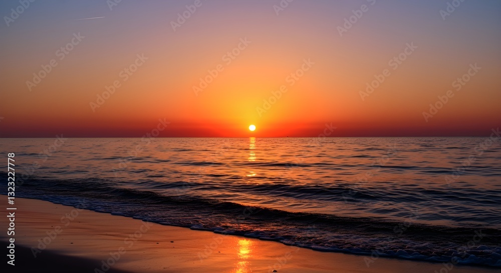 Atardecer vibrante sobre las olas del océano: paisaje marino impresionante Atardecer vibrante sobre las olas del océano: paisaje marino impresionante